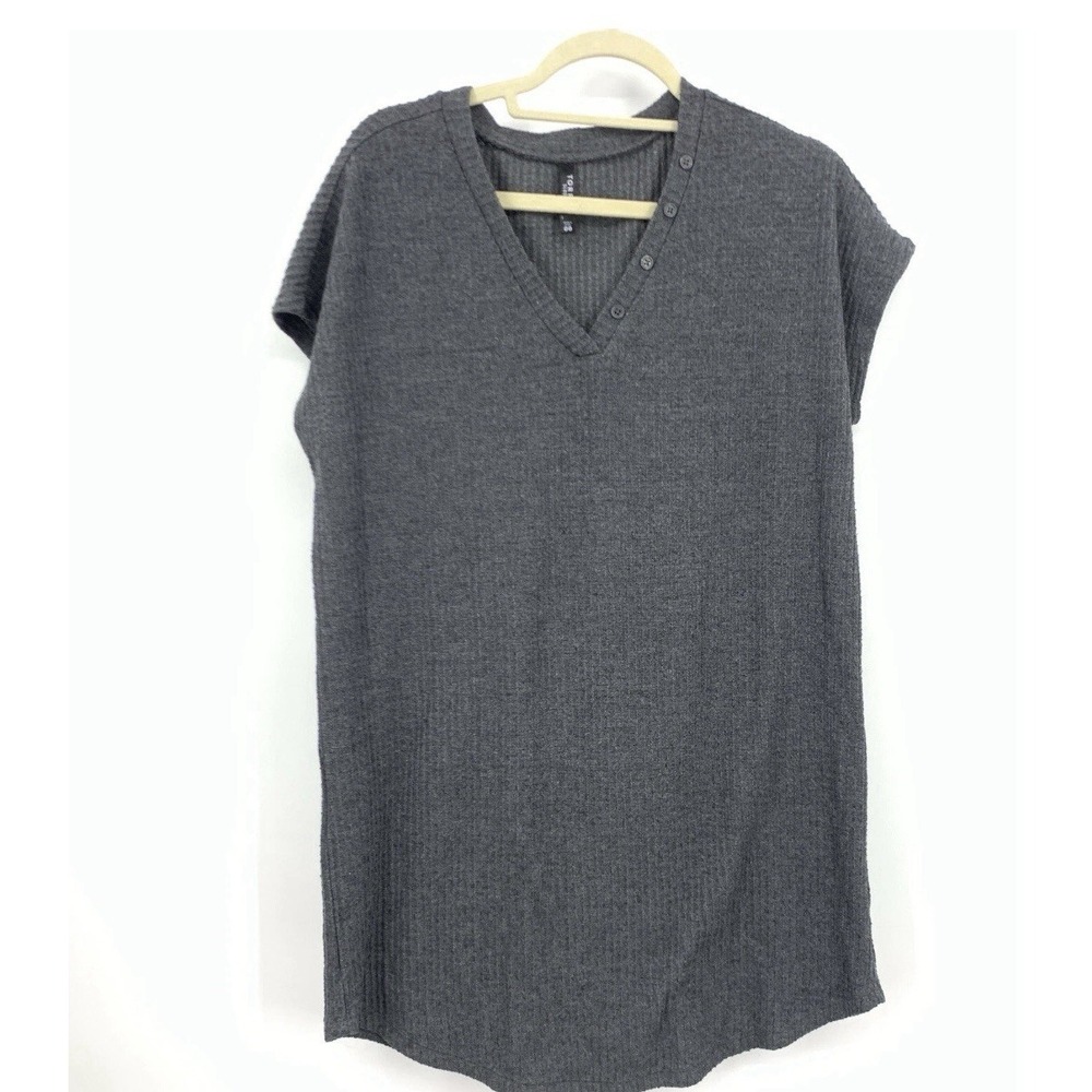 Torrid Sleep Women Size 00 Medium Sleep Shirt Mini Dress‎ Gray Ribbed Fleece